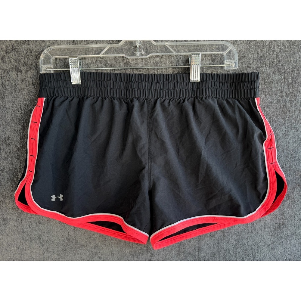 Under Armour Shorts Womens Medium M Black Pink‎ Fly By HeatGear Running Athletic